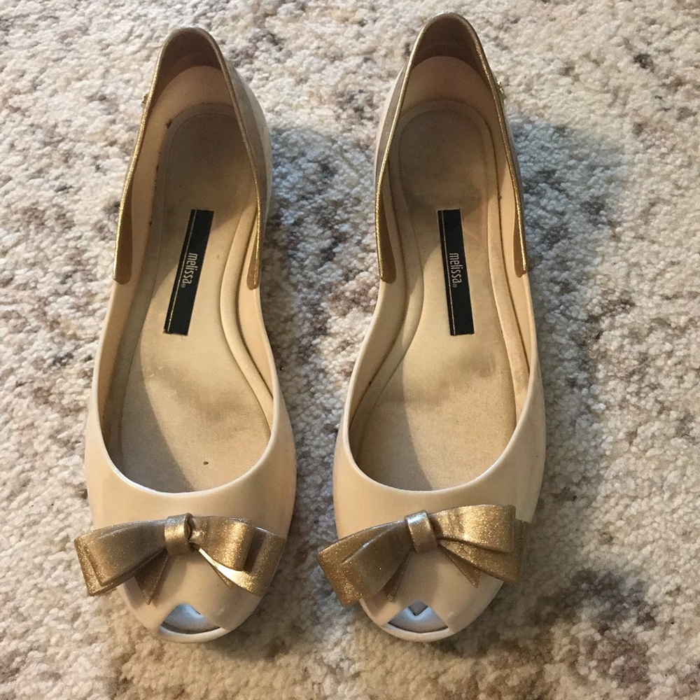Melissa “Queen” flats with gold bows
